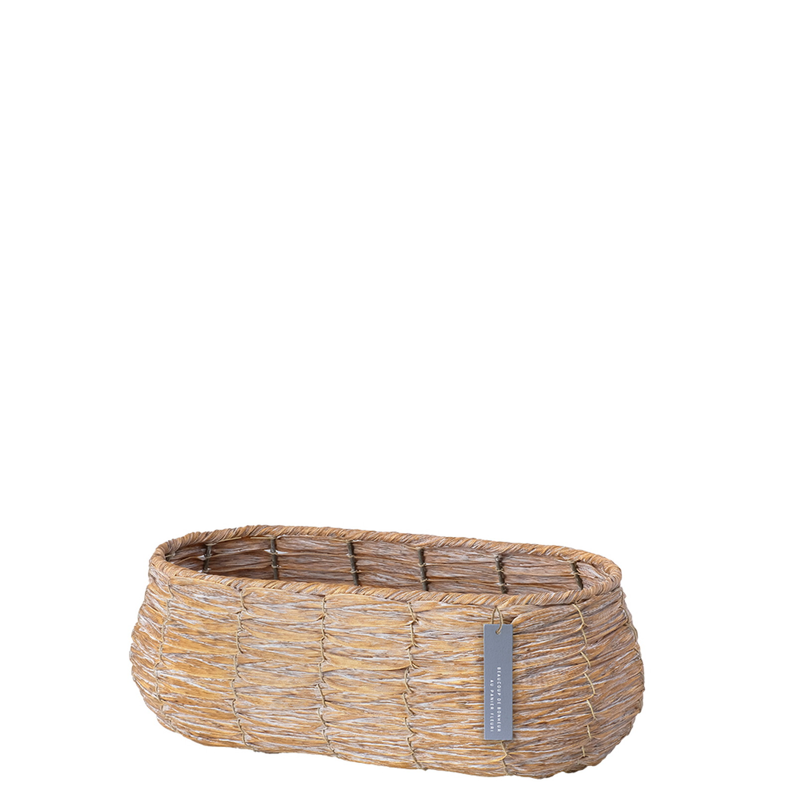 PE素材シャビー加工バスケット ロングオーバル