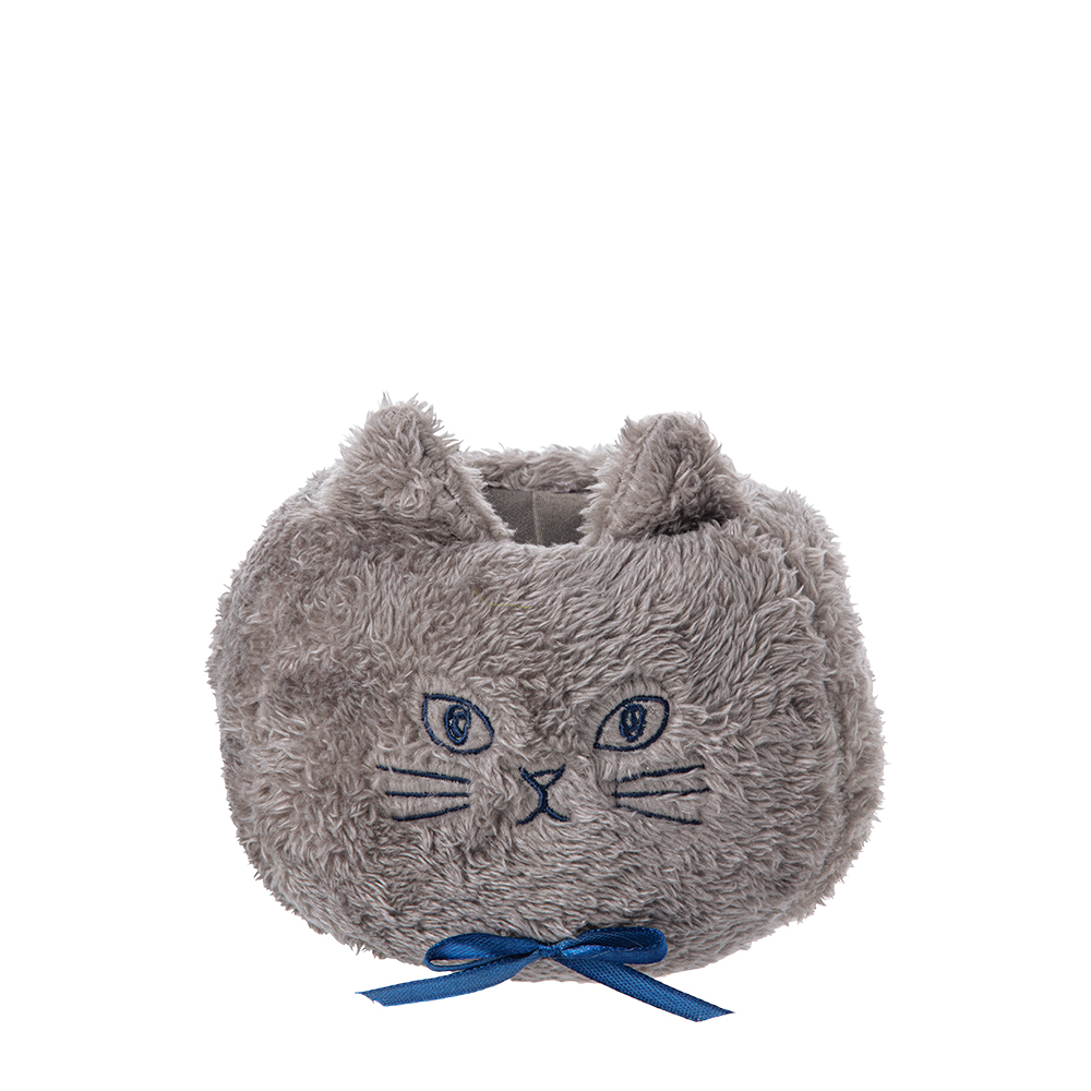 ふわふわネコポット S グレー