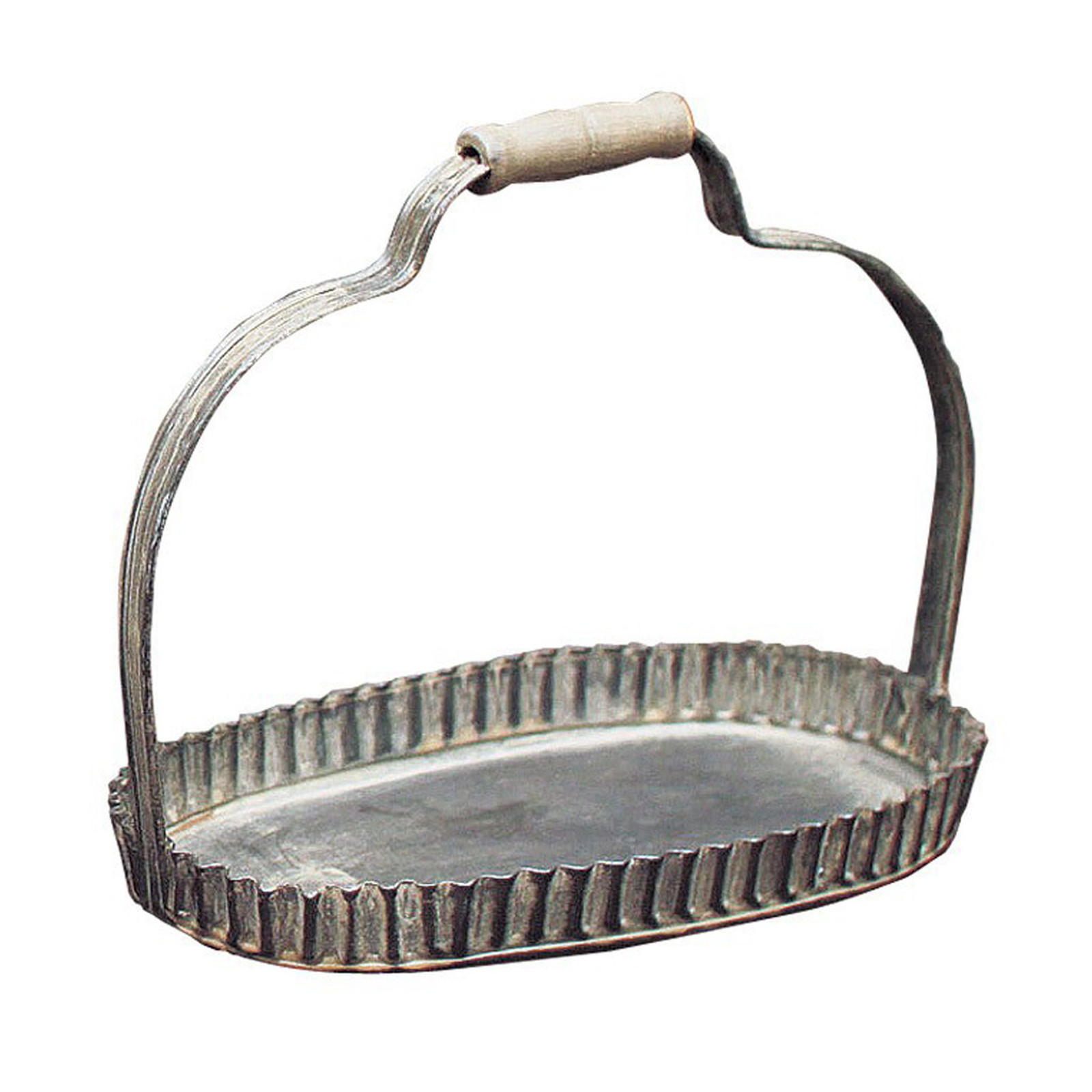 【個人宅配送不可】(4)ラギッド ハンドルブリキトレイ オーバル Sサイズ