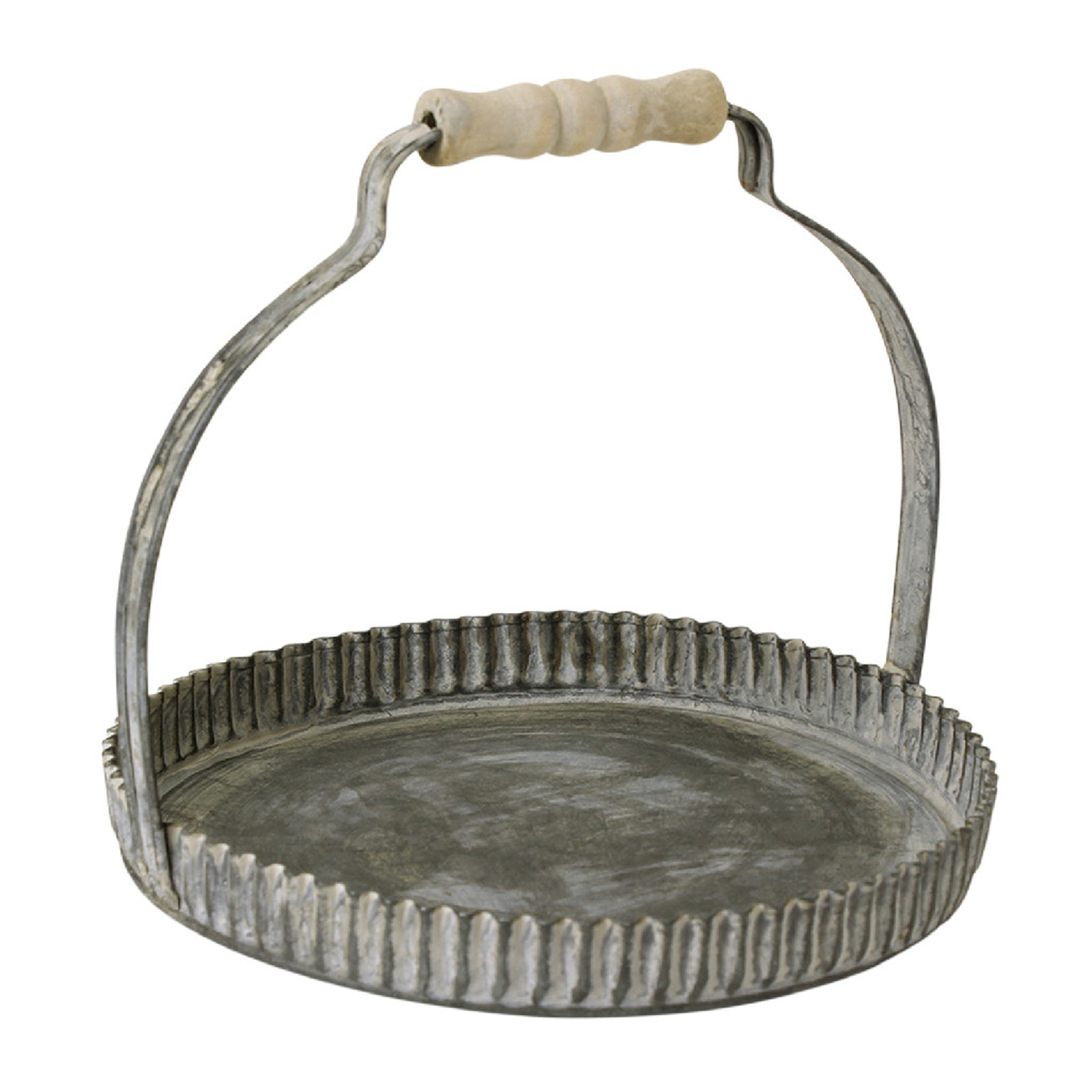 【個人宅配送不可】(3)ラギッド ハンドルブリキトレイ ラウンド Lサイズ