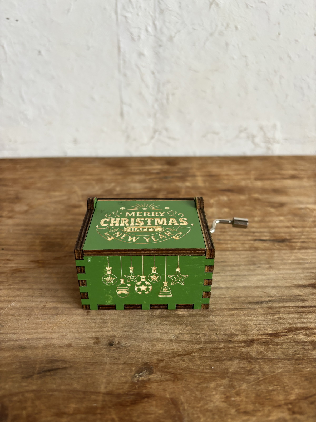 【個人宅配送不可】木製オルゴール 手巻き グリーン