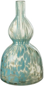 VASE BOTTLE DECO SPOTS GLA BL (15x15x28)