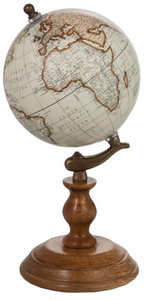 GLOBE ON FOOT WOOD WHITE/NAT S (15x15x28)