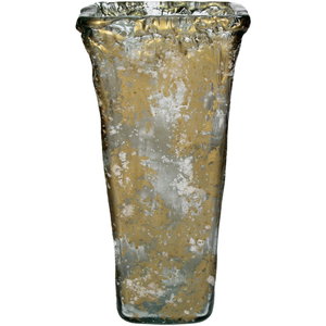 Vase Recycled Glass Gold 16x16x33cm