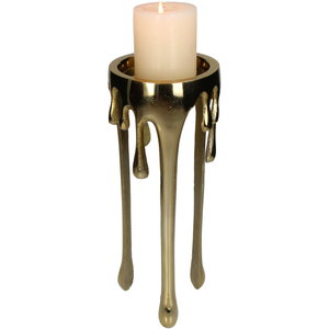 Candle Holder Drip Aluminium Gold 12x12x32cm