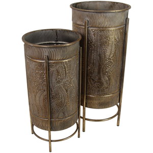 Planter Metal Gold 30x30x65cm S/2