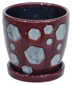 【個人宅配送不可】グレーズドポットマダーブラウンL