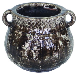 【個人宅配送不可】グレーズドジャーポットチョコブラウン