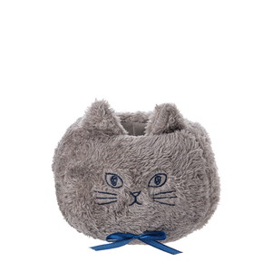 ふわふわネコポット S グレー