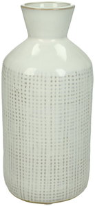 Vase Stoneware White 8.5x8.5x18cm