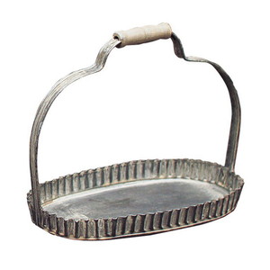 【個人宅配送不可】(4)ラギッド ハンドルブリキトレイ オーバル Sサイズ