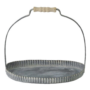 【個人宅配送不可】(3)ラギッド ハンドルブリキトレイ オーバル Lサイズ