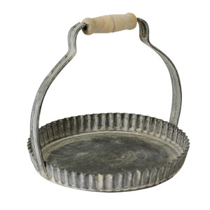 【個人宅配送不可】(4)ラギッド ハンドルブリキトレイ ラウンド Sサイズ